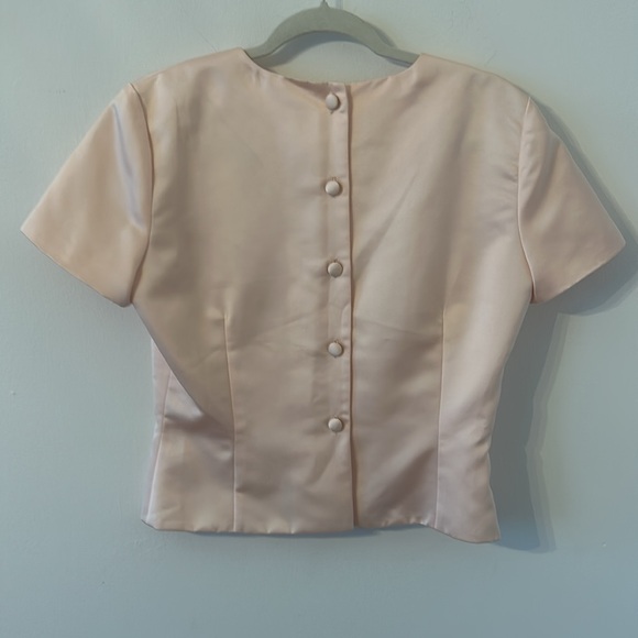 Vintage Margot Light Pink Short Sleeves Round Neck Satin Lined Top Size 8 - Picture 5 of 5